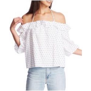 1. State Cotton Off the Shoulder Pattern Top White
